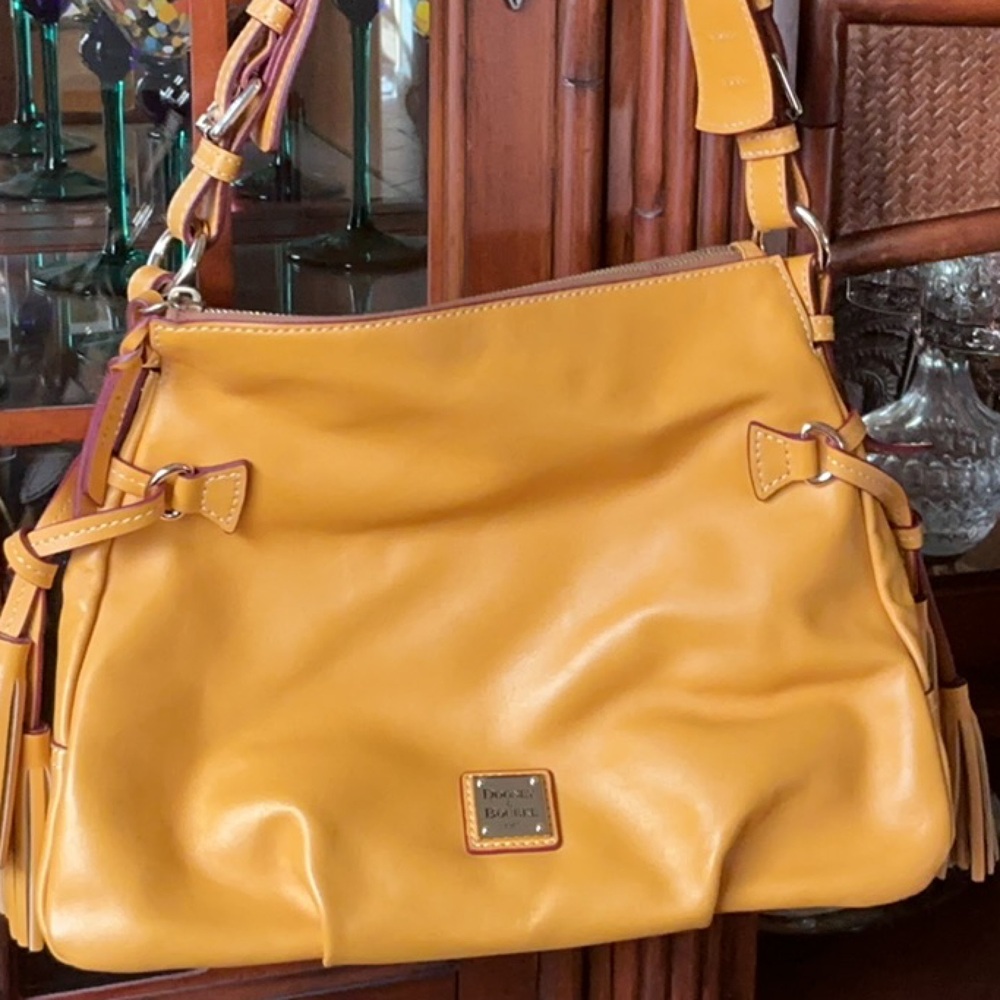 Dooney & Bourke Tan Leather Shoulder Bag with Metal Hardware